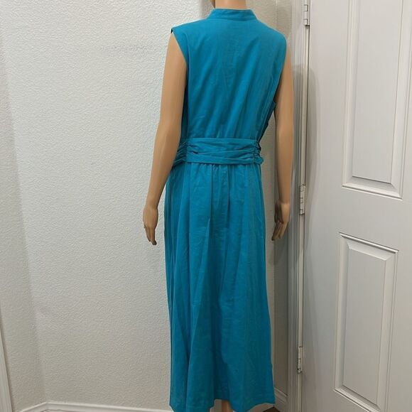 ANNE KLEIN Vera Tie Front Dress Calypso Turquoise Blue Sz 1X VNeck Sleeveless - Picture 14 of 15